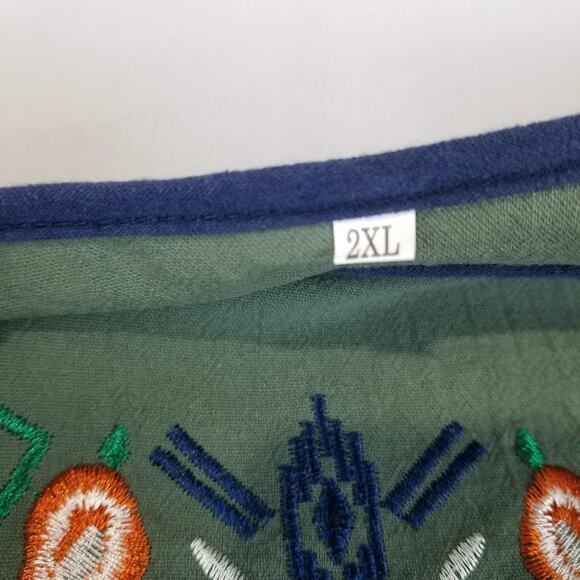 Blouse Womens 2XL Embroidered Tunic Scoop Neck Short Sleeve Top - Picture 6 of 9